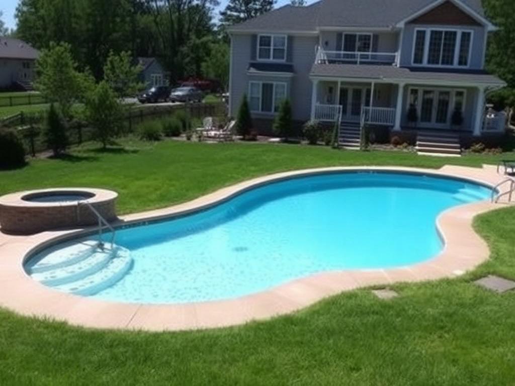 Piscina de fibra modelo Oval Jardim 6.5 instalada em residência (imagem demonstrativa)